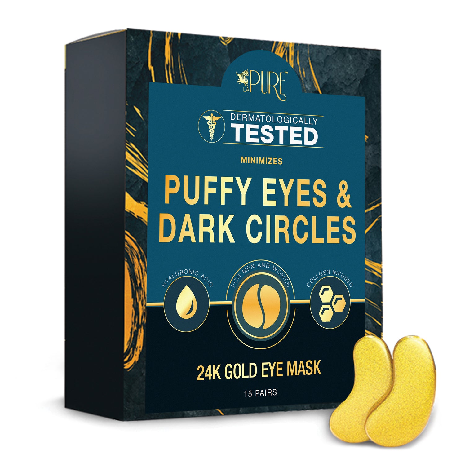 24K Gold Eye Mask with Collagen and Hyaluronic Acid (15 Pairs)